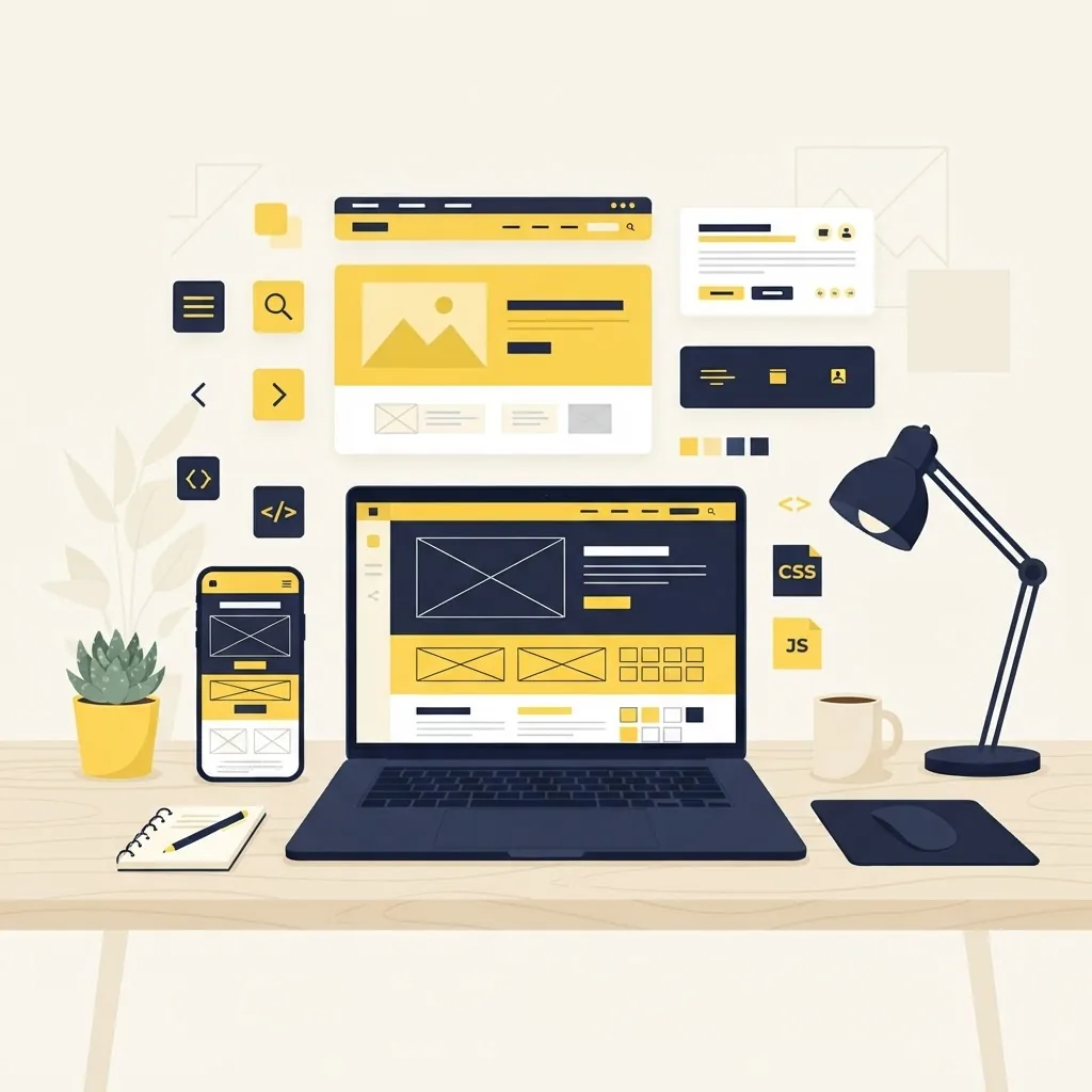 Front-end web development workspace illustration