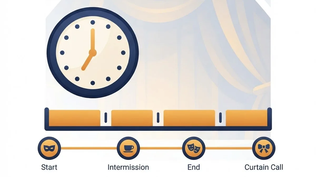 Clock and timeline graphic showing Jeff Dunham show duration