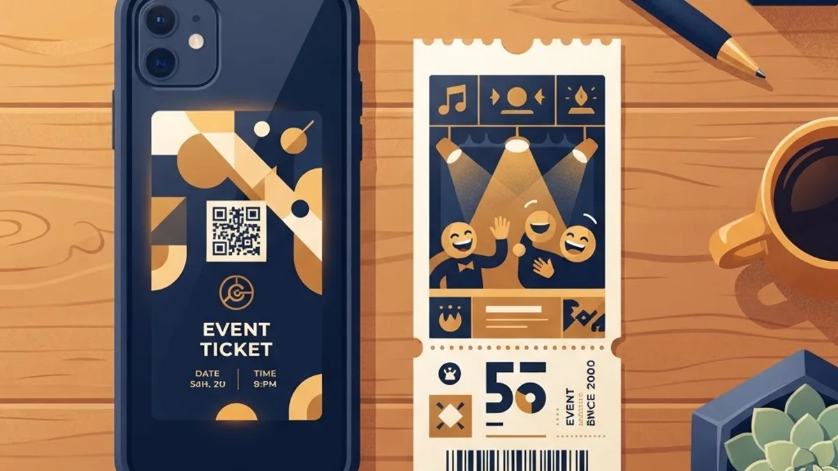 Mobile and paper comedy show tickets on a table