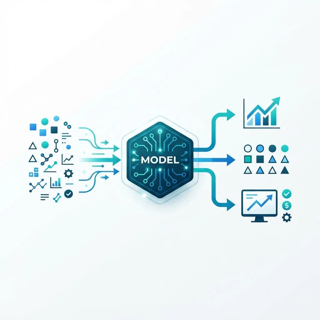 Diagram showing how data trains a machine learning model to make predictions