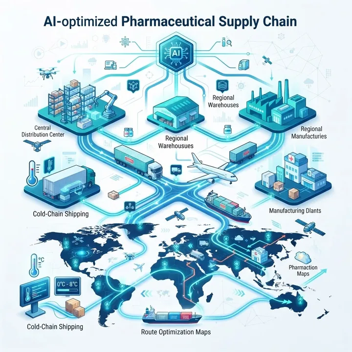 AI-optimized pharmaceutical supply chain network
