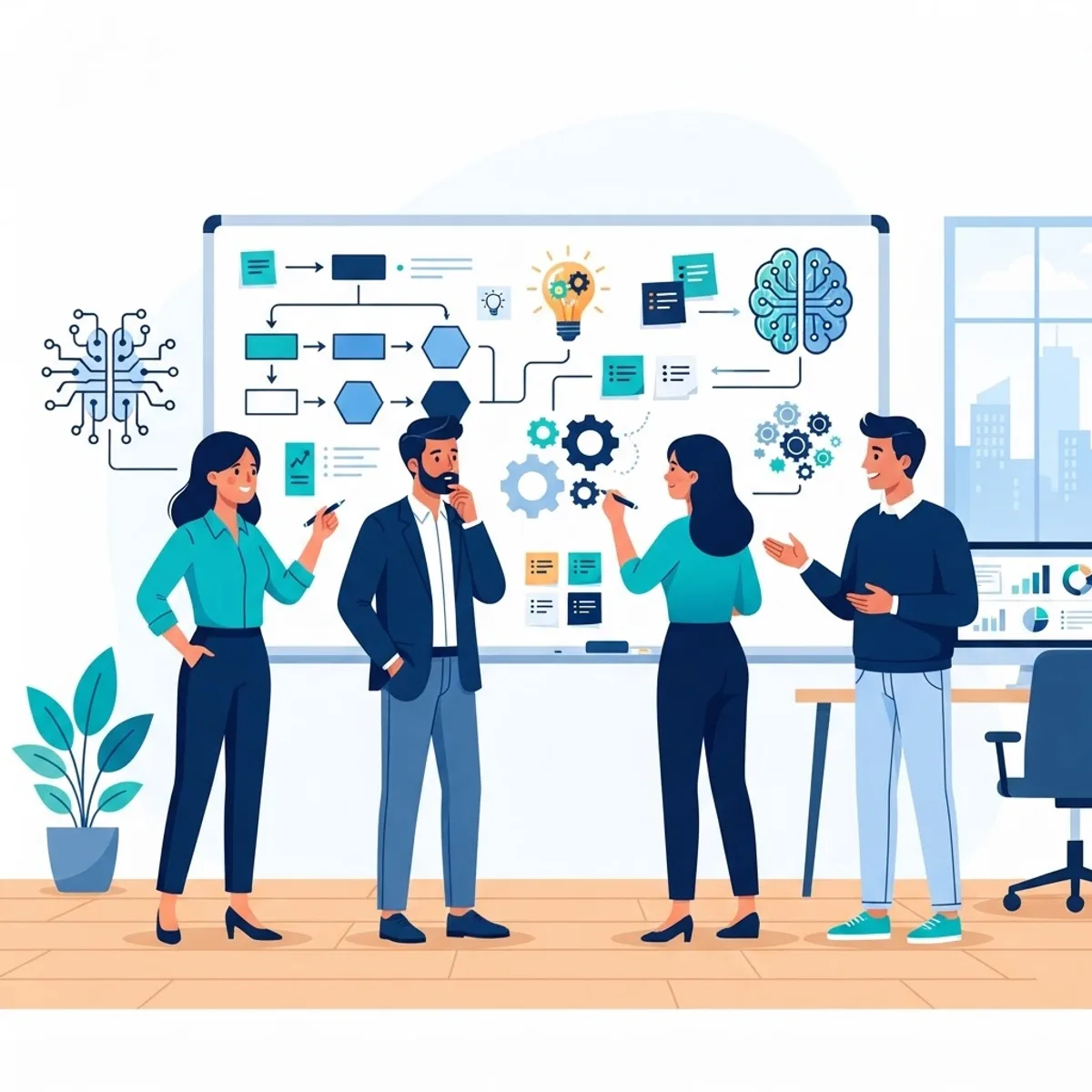 Lean AI startup team planning an artificial intelligence growth strategy