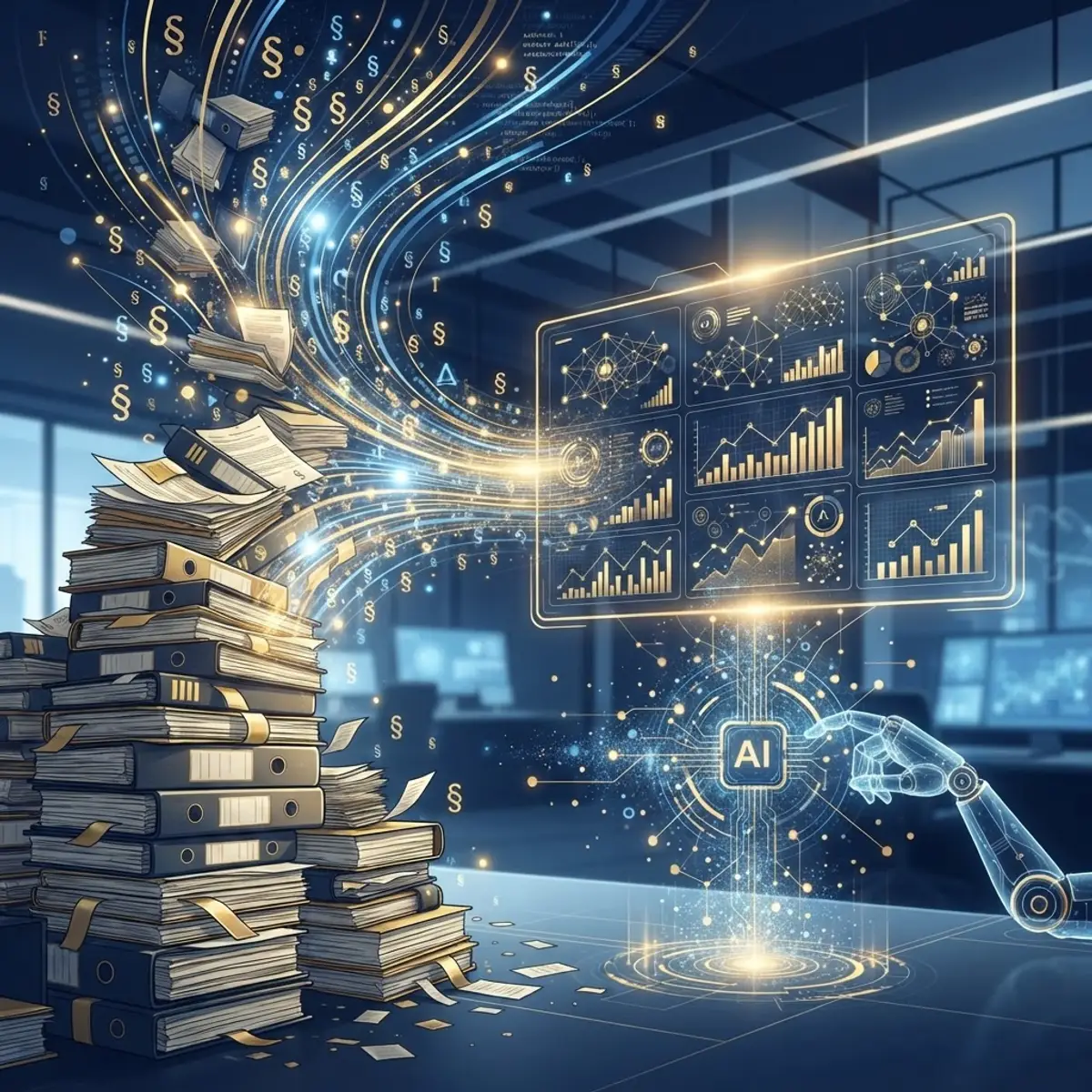 Legal documents transforming into digital data through AI analysis