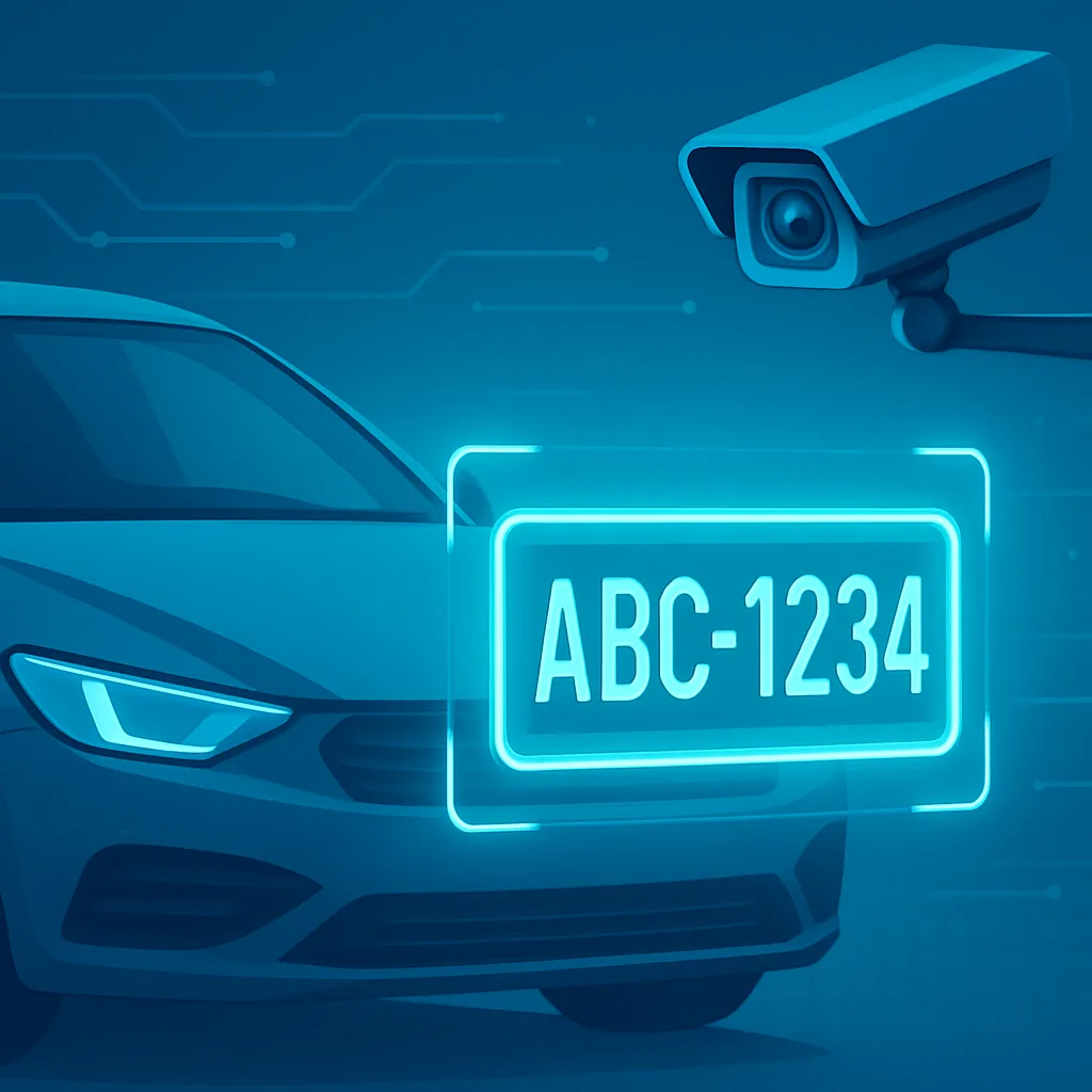 Automatic license plate recognition system reading a car plate