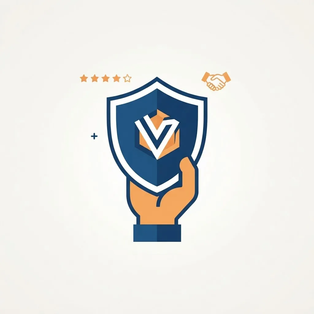 Logo design building brand trust represented by a shield with a logo mark