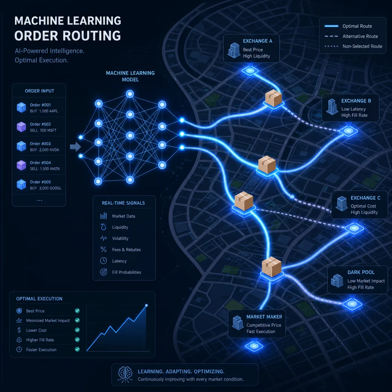 Machine learning order routing illustration