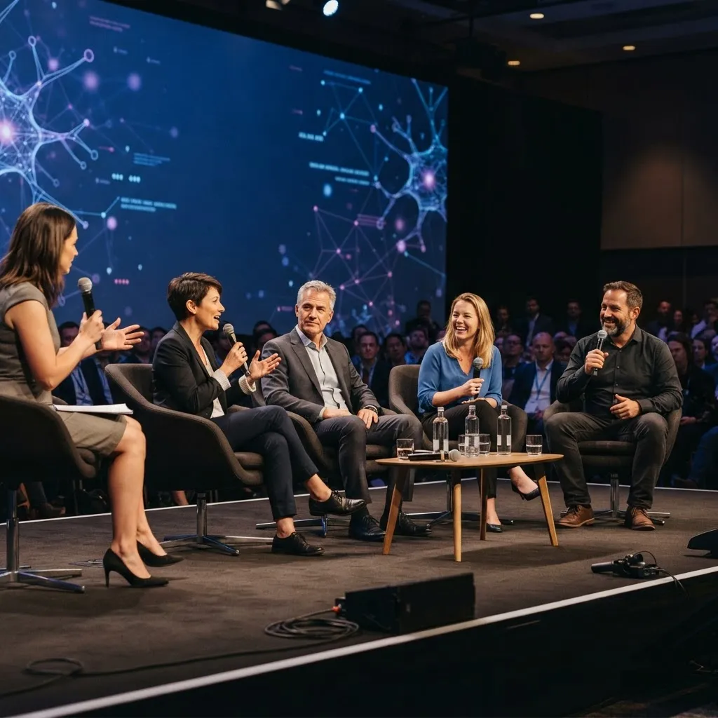 Panel discussion with machine learning experts on stage