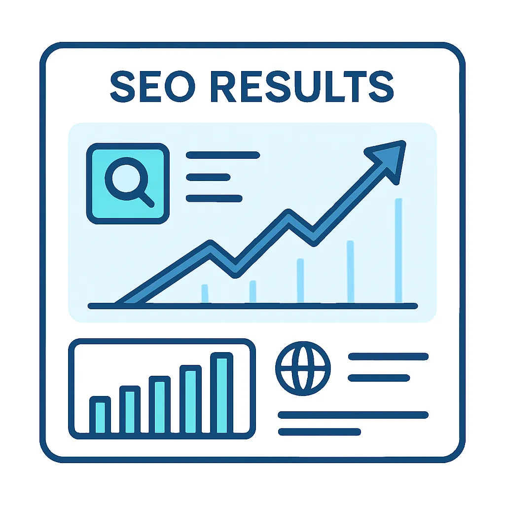 SEO results dashboard showing organic growth from automation initiatives