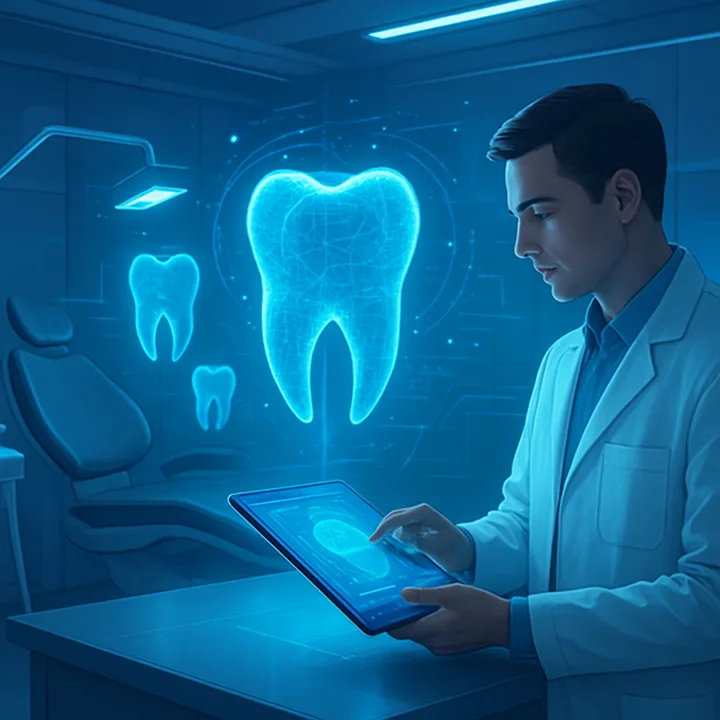 Futuristic AI-powered dental clinic concept