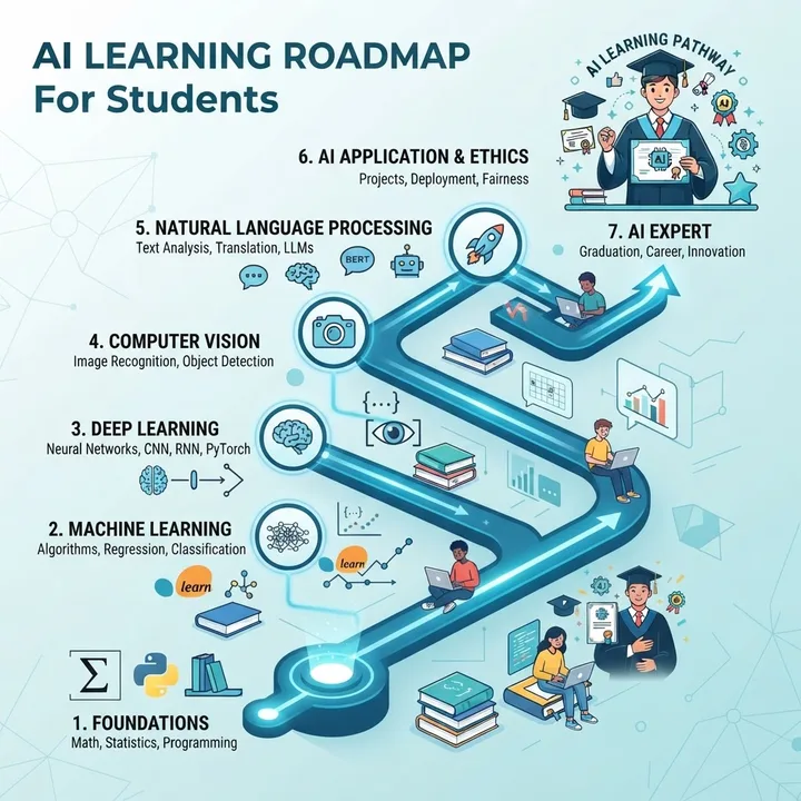 Step by step AI learning roadmap for MIS students