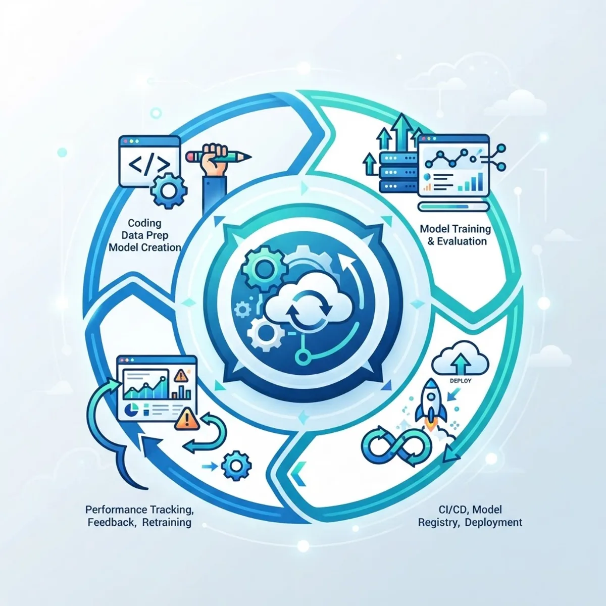 MLOps workflow and model deployment cycle