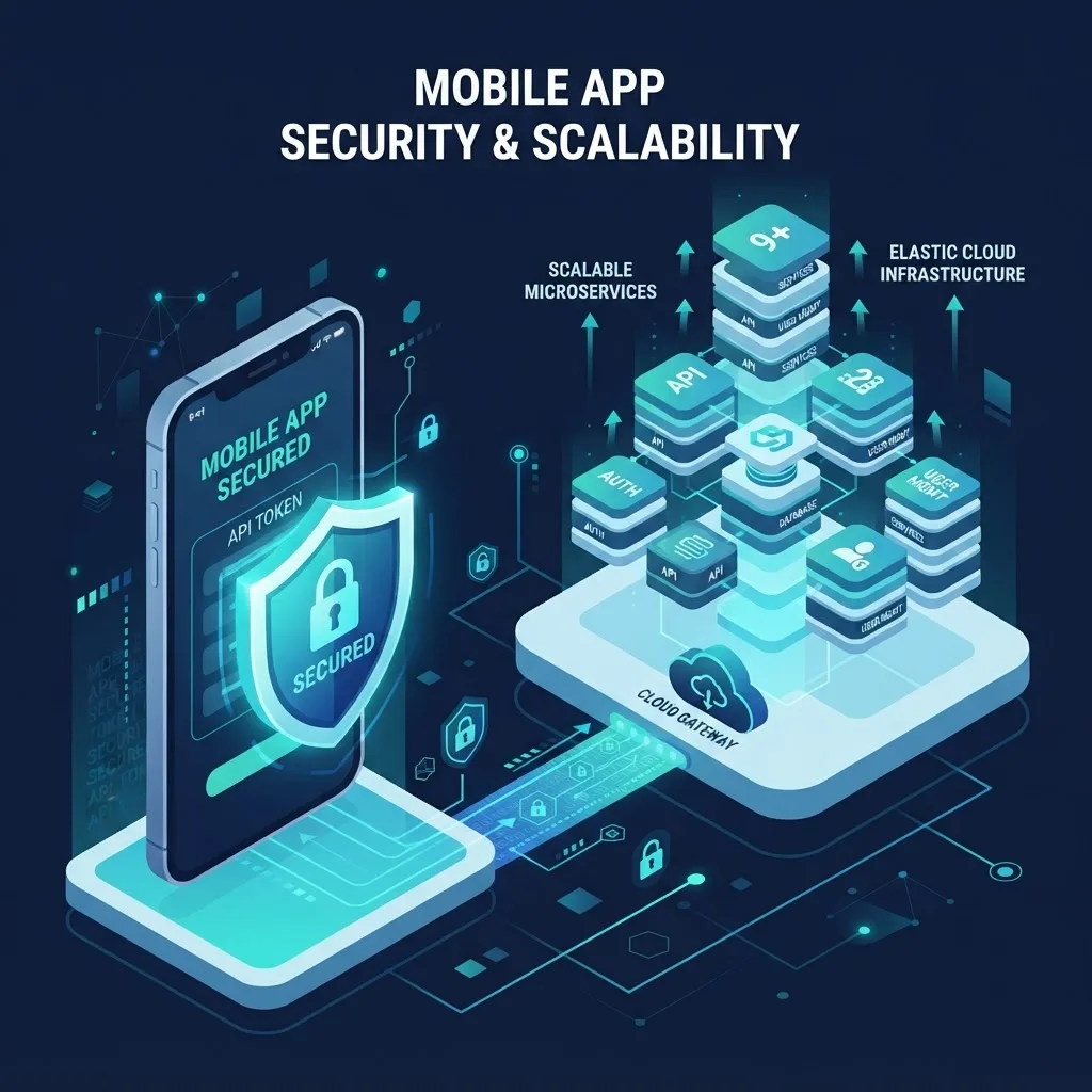 Mobile app security and scalability with encrypted token flow to cloud services