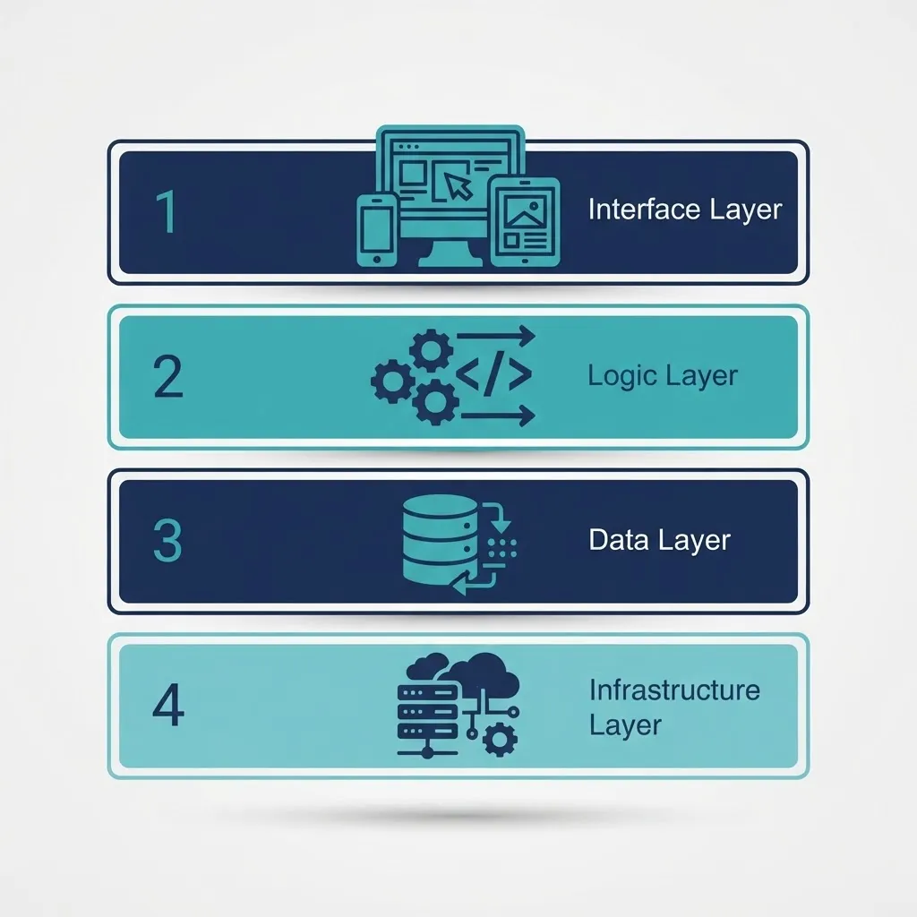 Four layers of a modern application technology stack