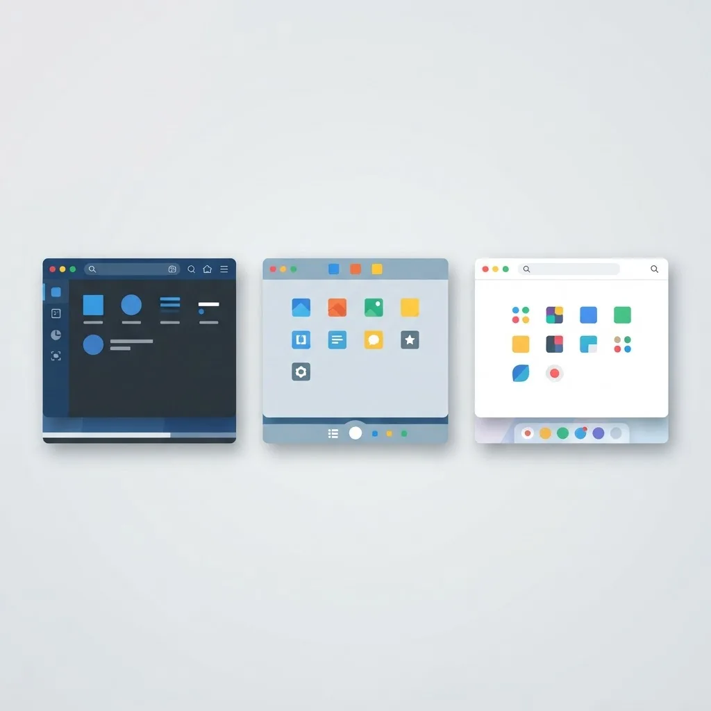 Comparison of native and cross-platform desktop application windows across operating systems