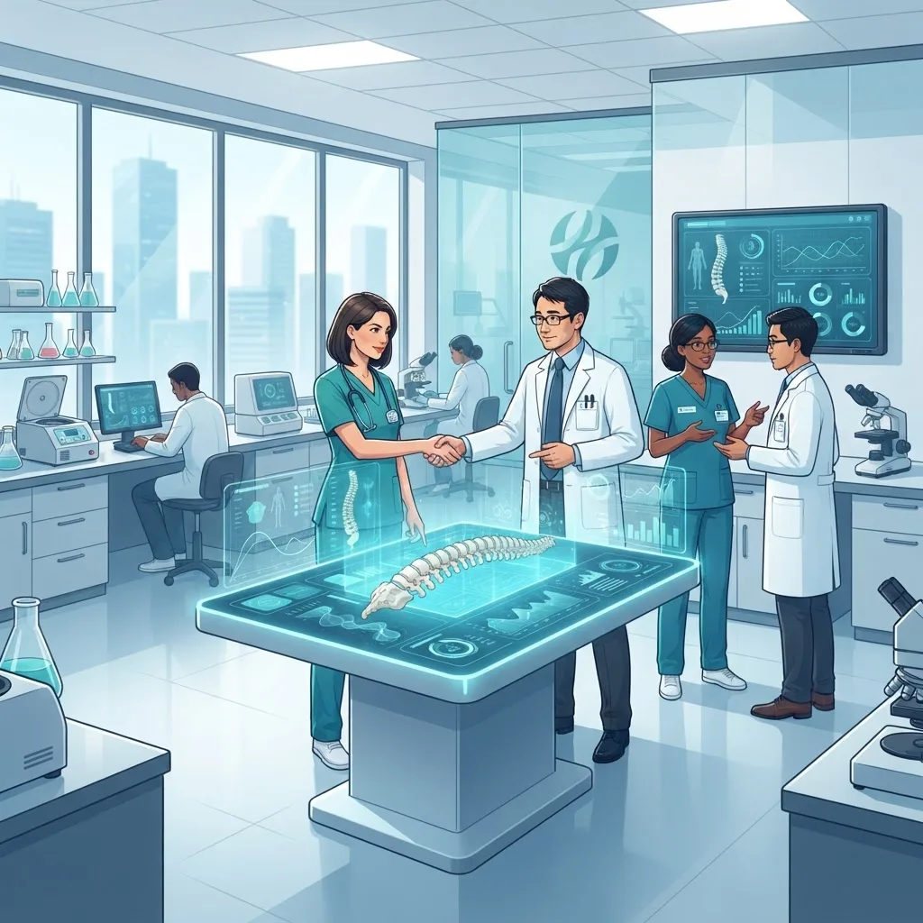 Neuro-CareAxis research teams collaborating over digital spine data