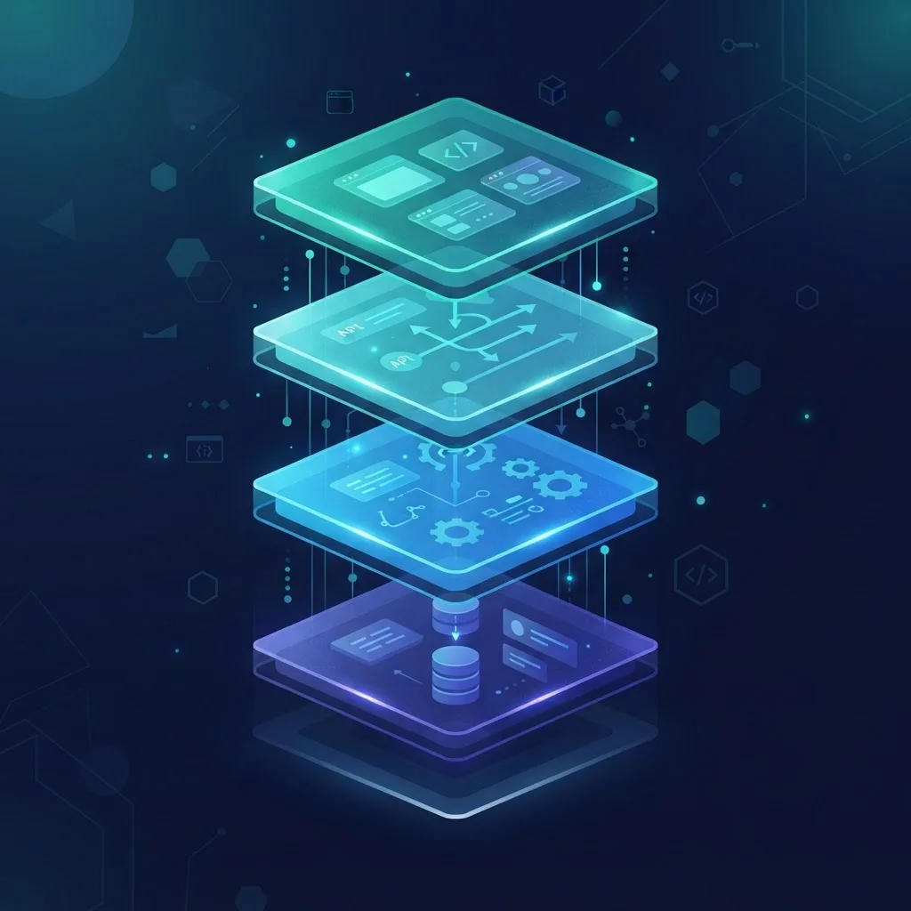 Layered full stack framework architecture from UI to database