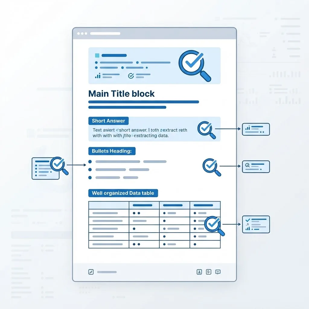 Article structured for machine extraction with heading blocks, an answer box, a list and a table