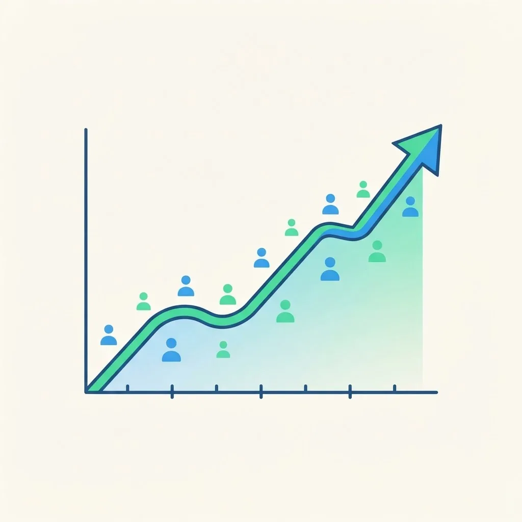 Organic traffic growth line chart trending upward