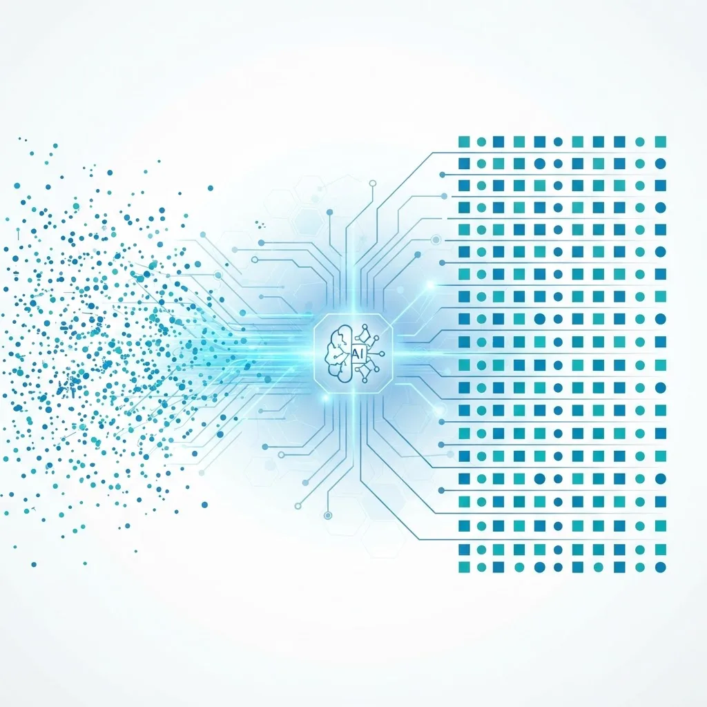 AI structuring raw data into organized clusters
