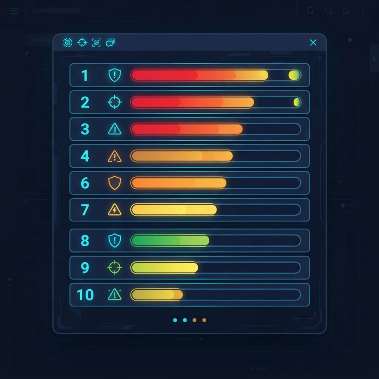Ranked vulnerability severity chart representing the OWASP Top 10 categories