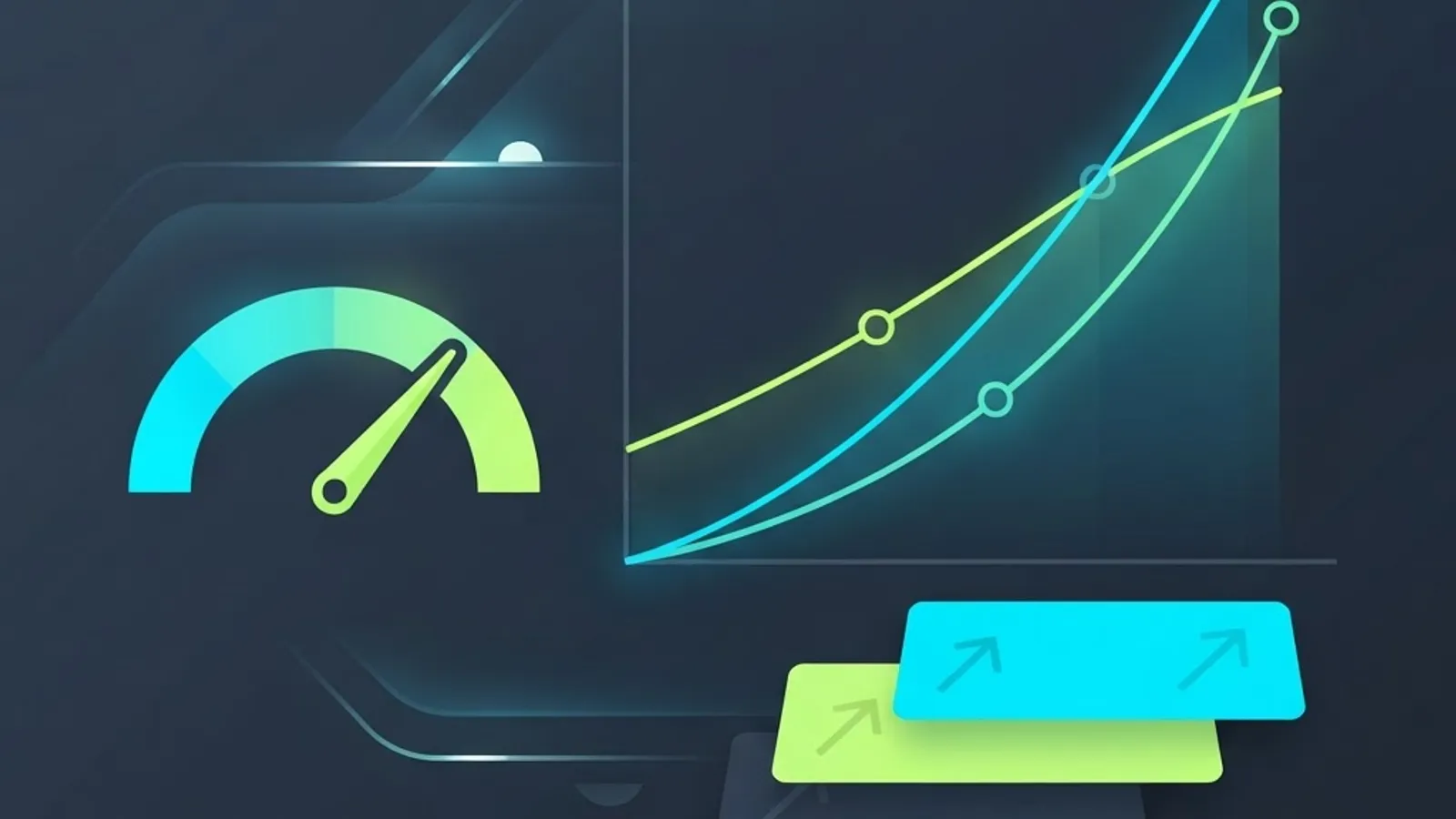 Gauge with converging growth rate and operating margin curves