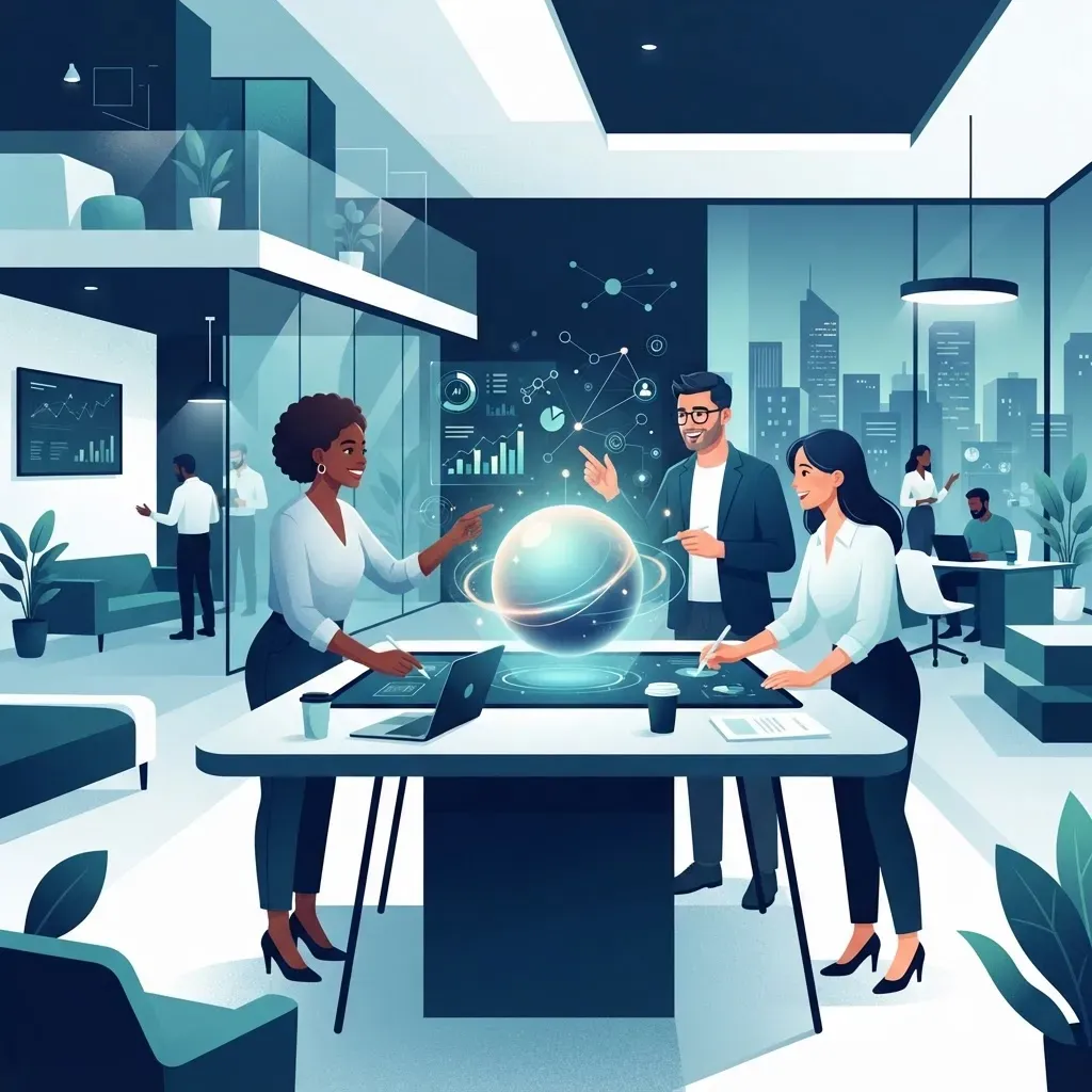 Professionals collaborating with a Pearl AI assistant