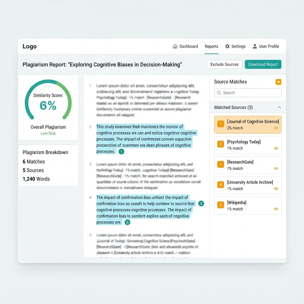 Plagiarism checker scan results screen