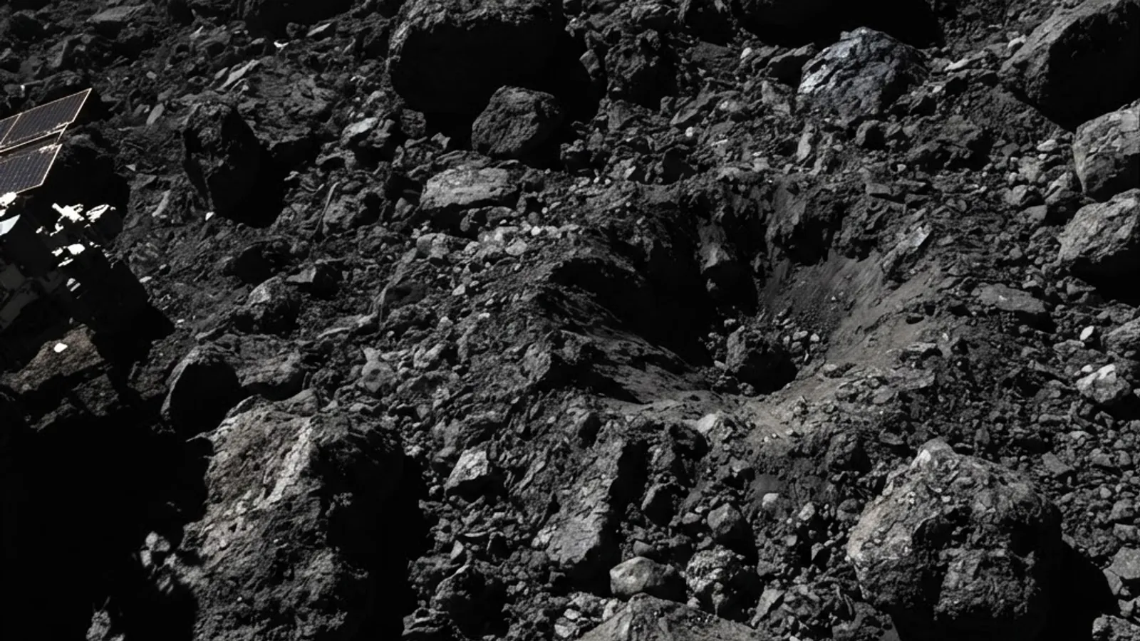 Dark boulder-covered regolith surface of a planetesimal