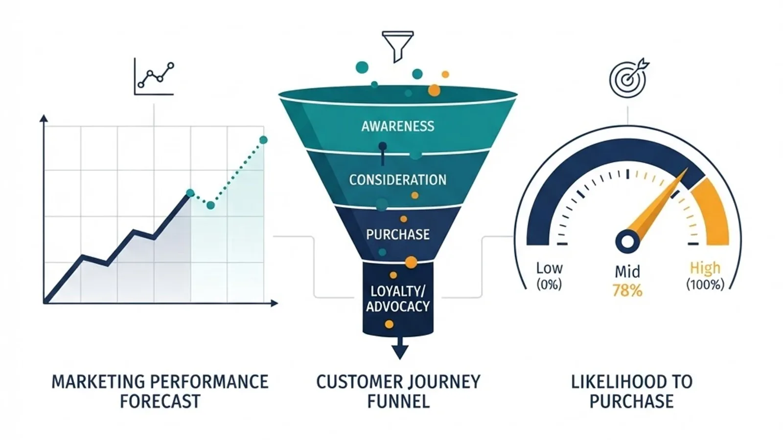 Predictive analytics forecasting marketing outcomes and purchase likelihood