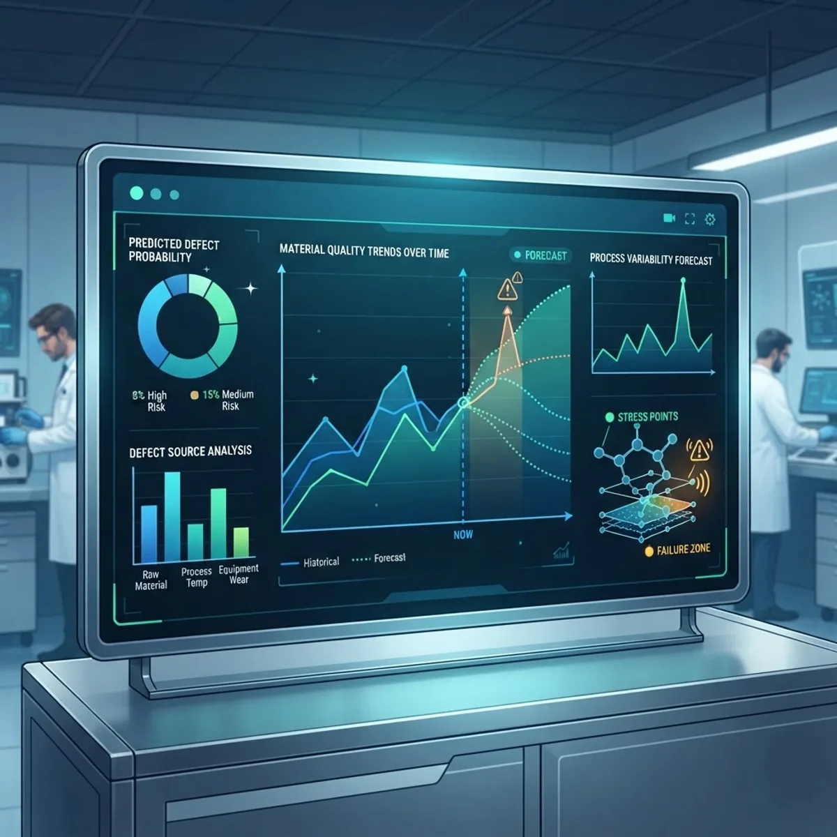 Predictive analytics forecasting material defects