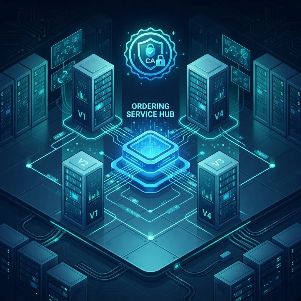 Validator nodes and ordering service in a private blockchain