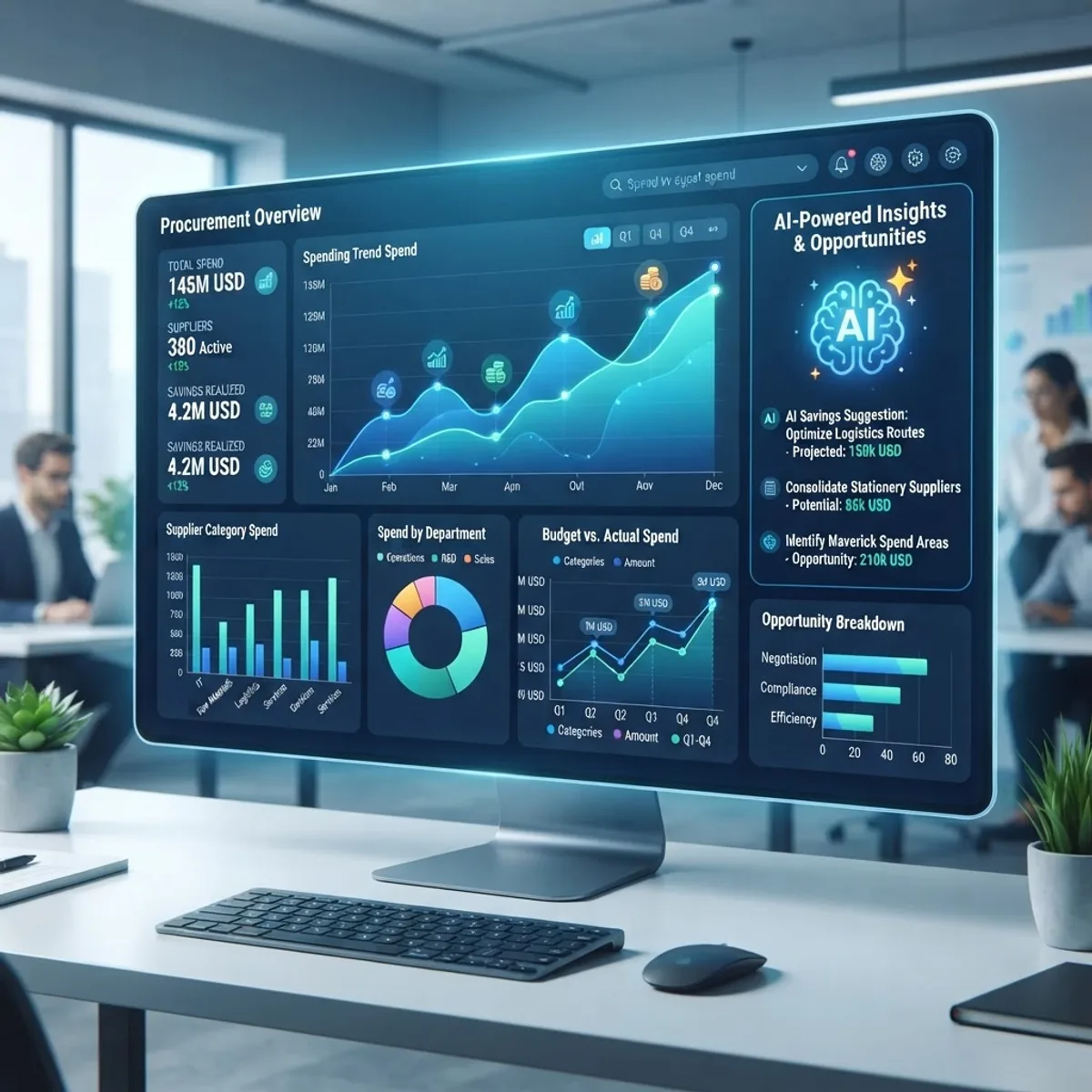 Procurement spend analytics and insights dashboard