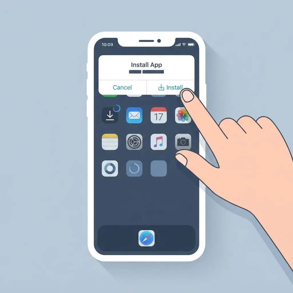 Progressive app being installed to a mobile home screen
