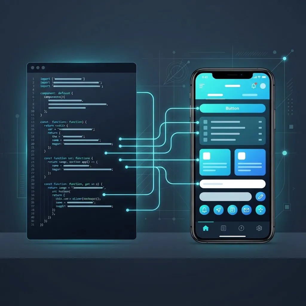 React Native JavaScript code connected to native mobile UI