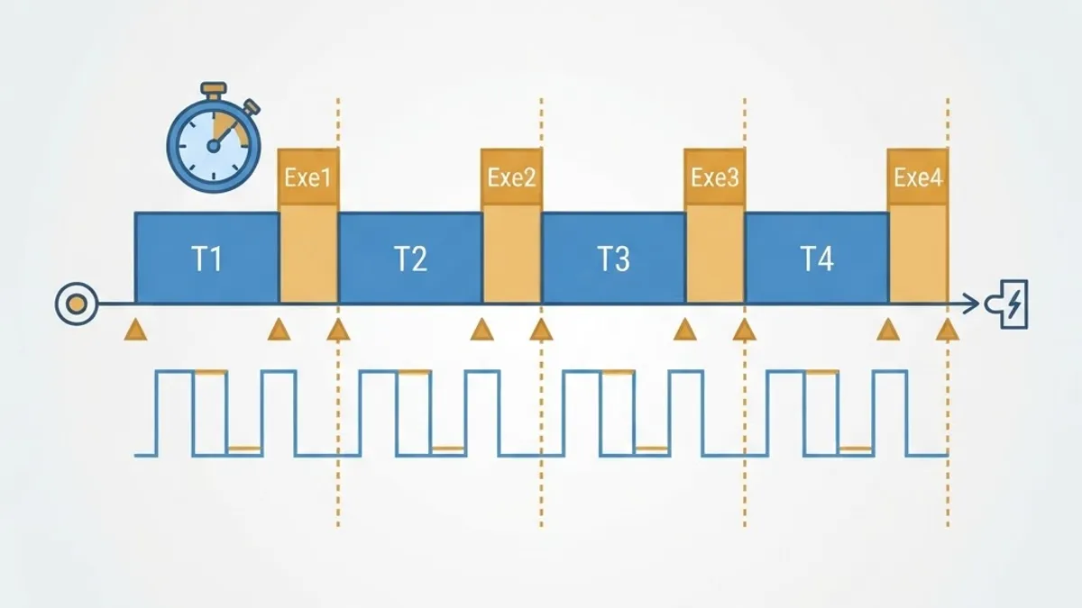 Real time control loop timing chart with deadlines and jitter