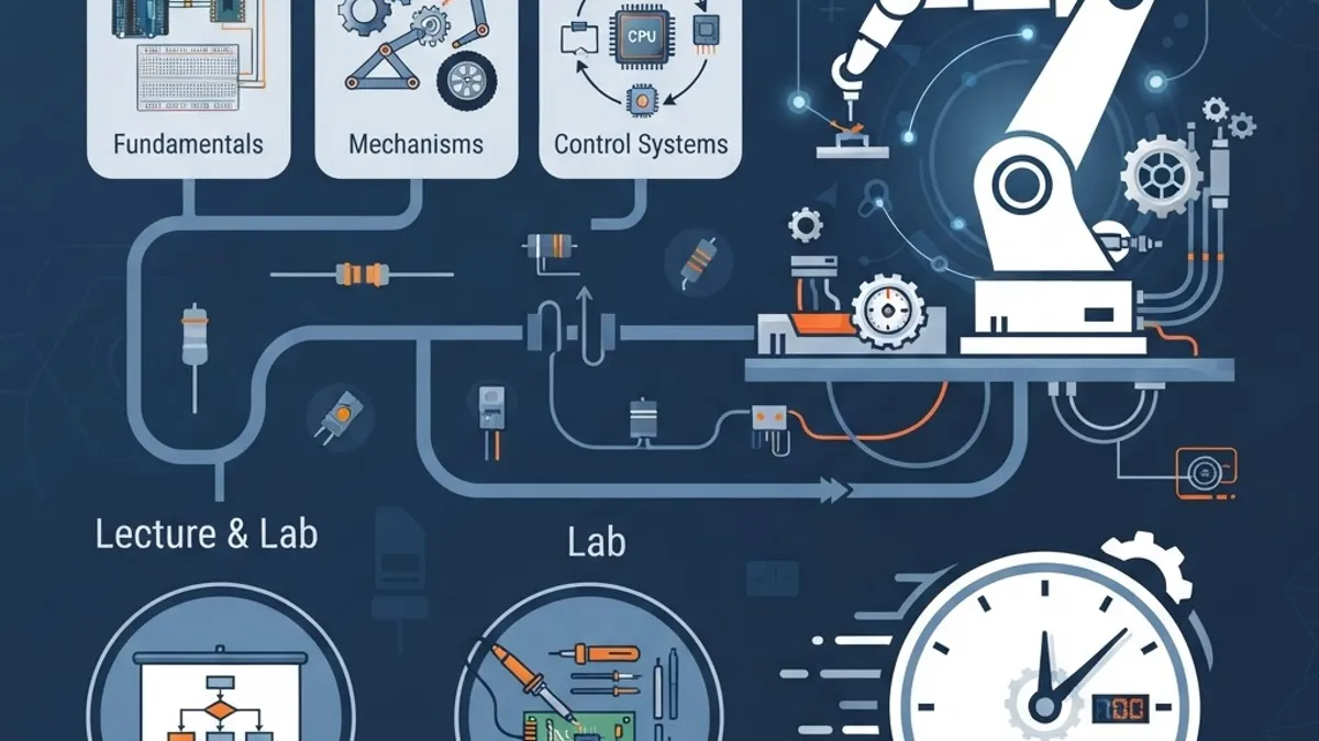 Robotics course overview with lecture and lab components