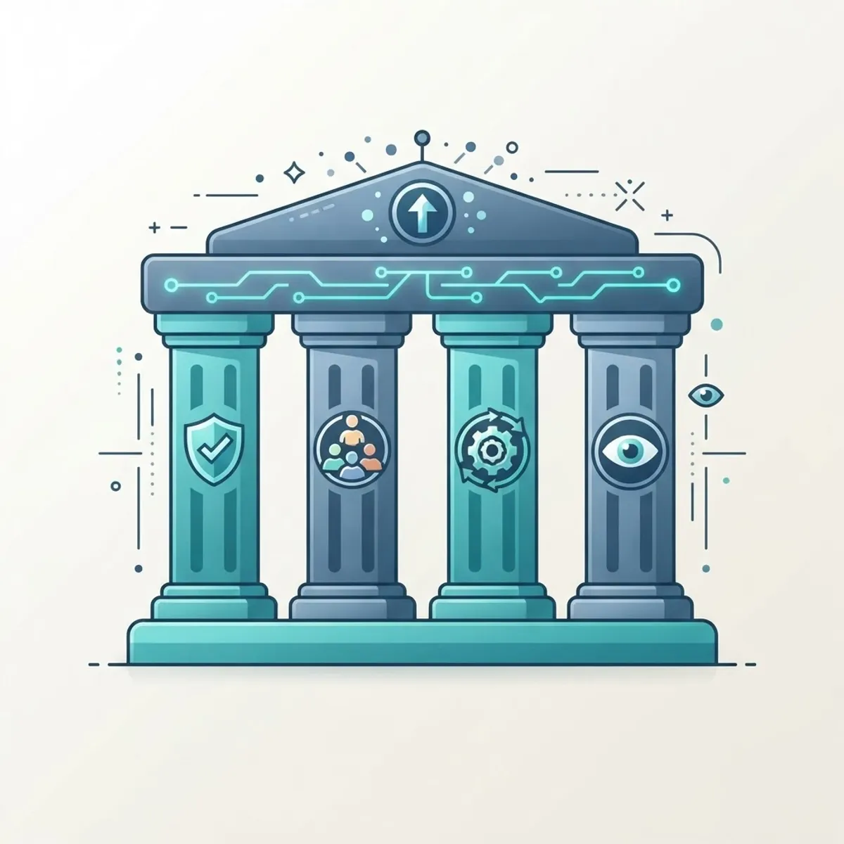 Interlocking pillars representing a responsible innovation framework