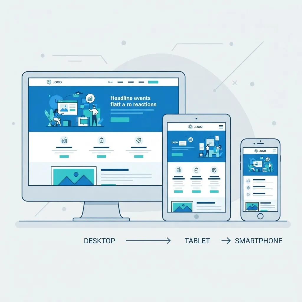 The same website design adapting responsively across desktop, tablet, and phone