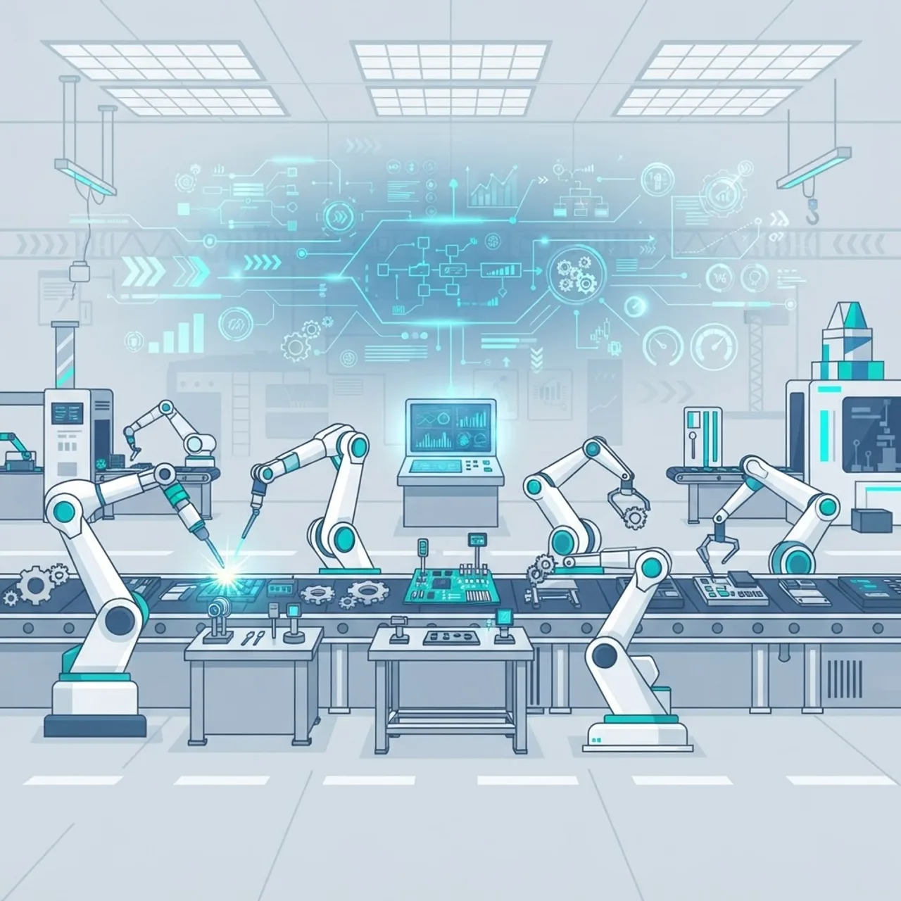 Robotic process automation on a smart factory assembly line