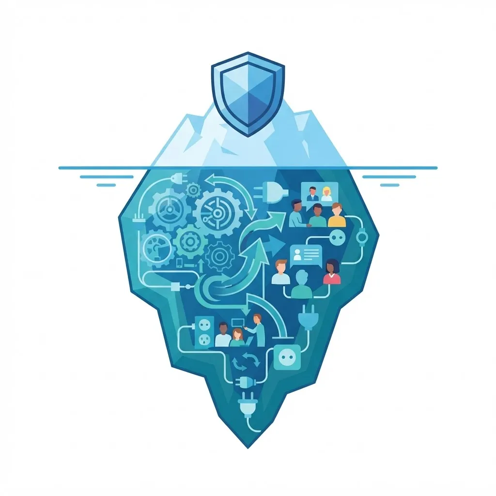 Hidden supply chain software implementation costs iceberg illustration