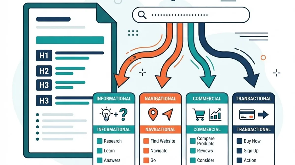 Mapping search intent to a content brief structure