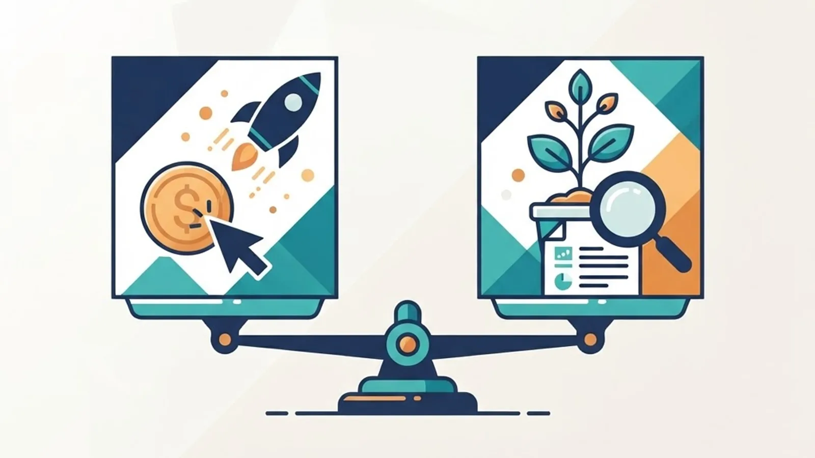 SEM versus SEO comparison illustration