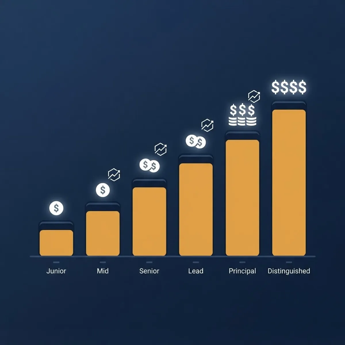 Minimal chart illustrating software engineering salary bands and equity components