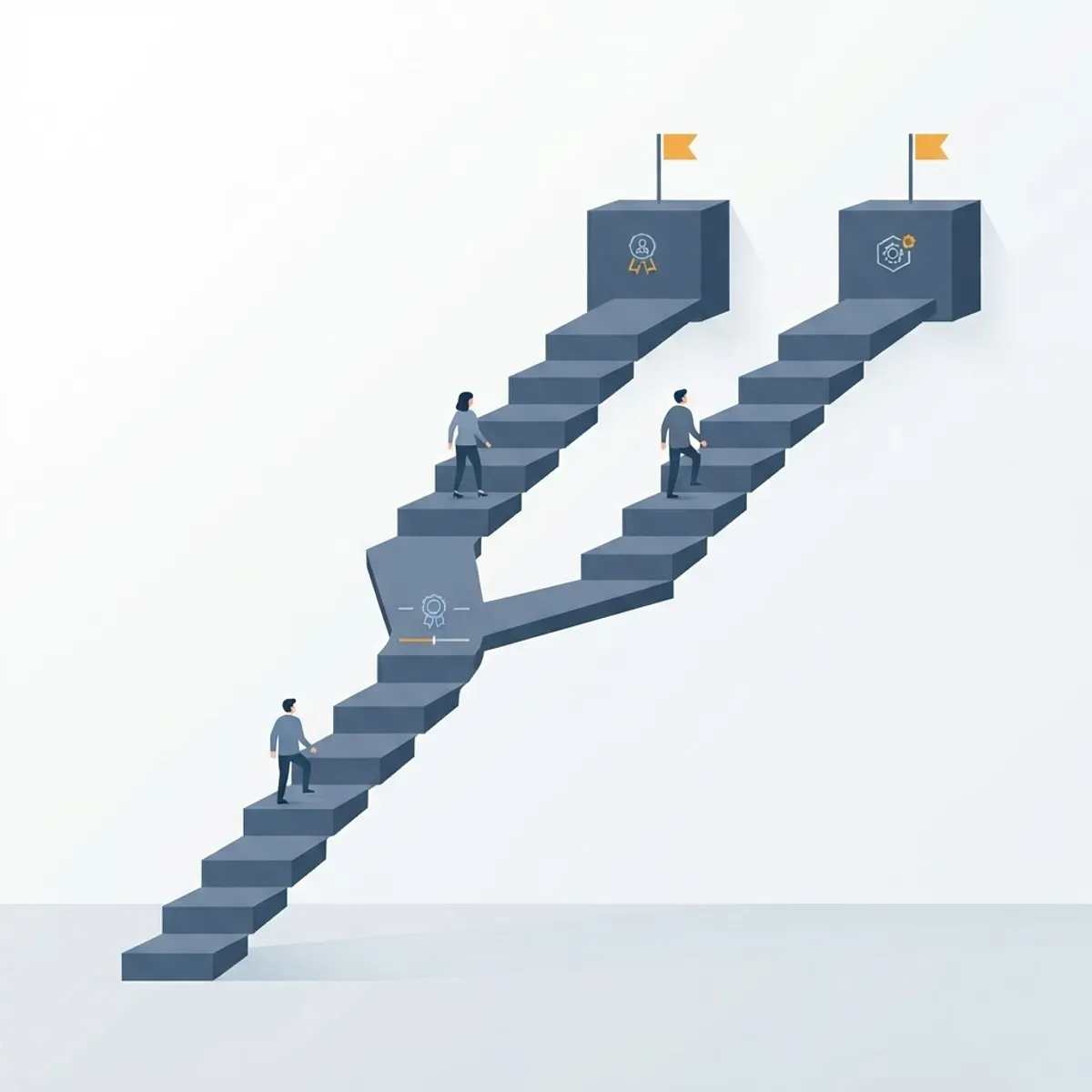 Branching career ladder splitting into management and staff engineer tracks