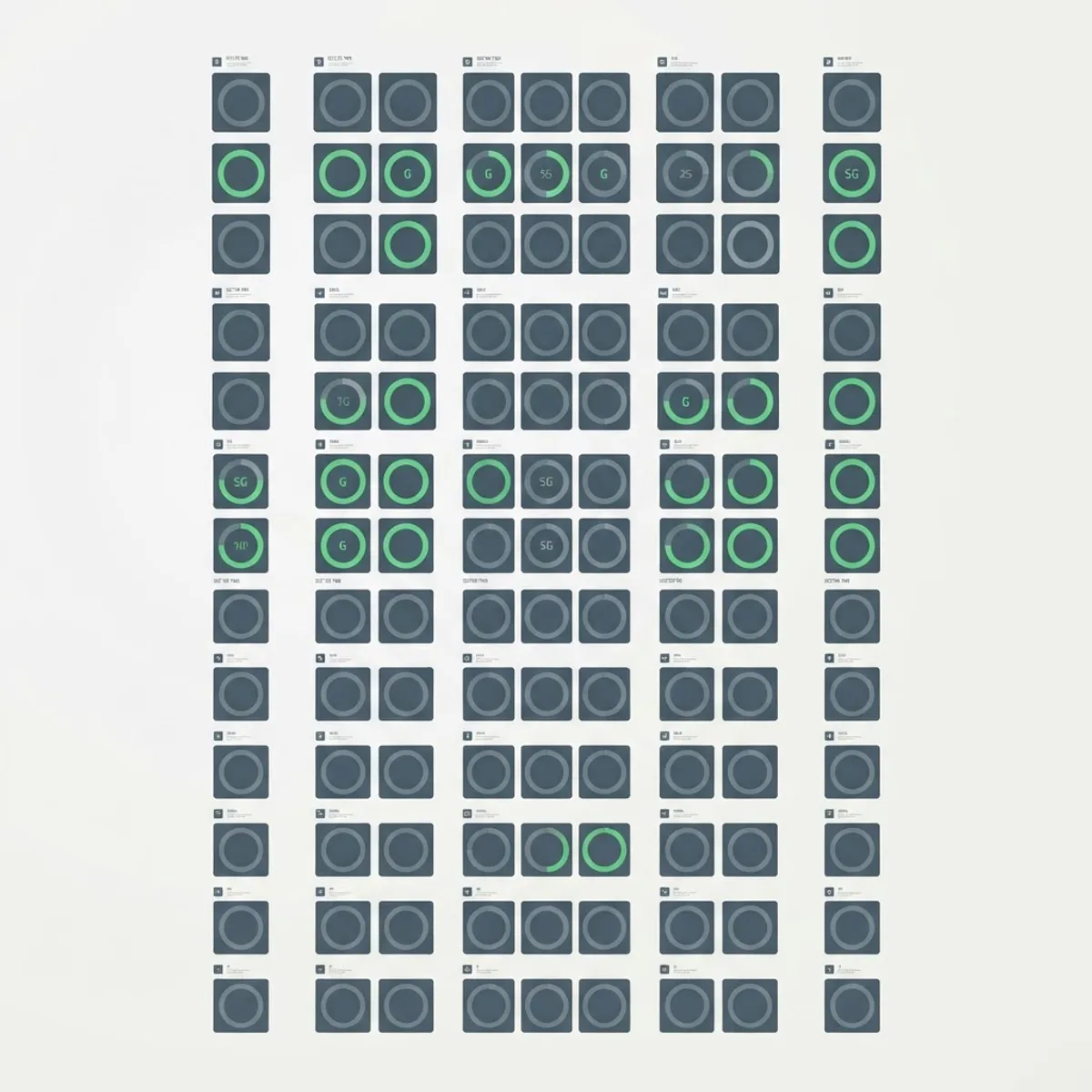 Skills proficiency matrix grid with varying fill levels