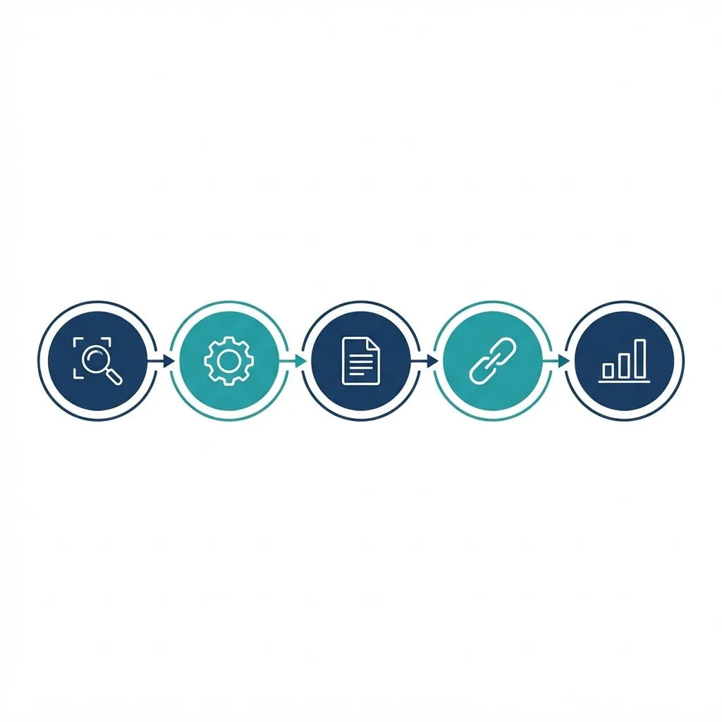 Five-step SEO agency work process diagram