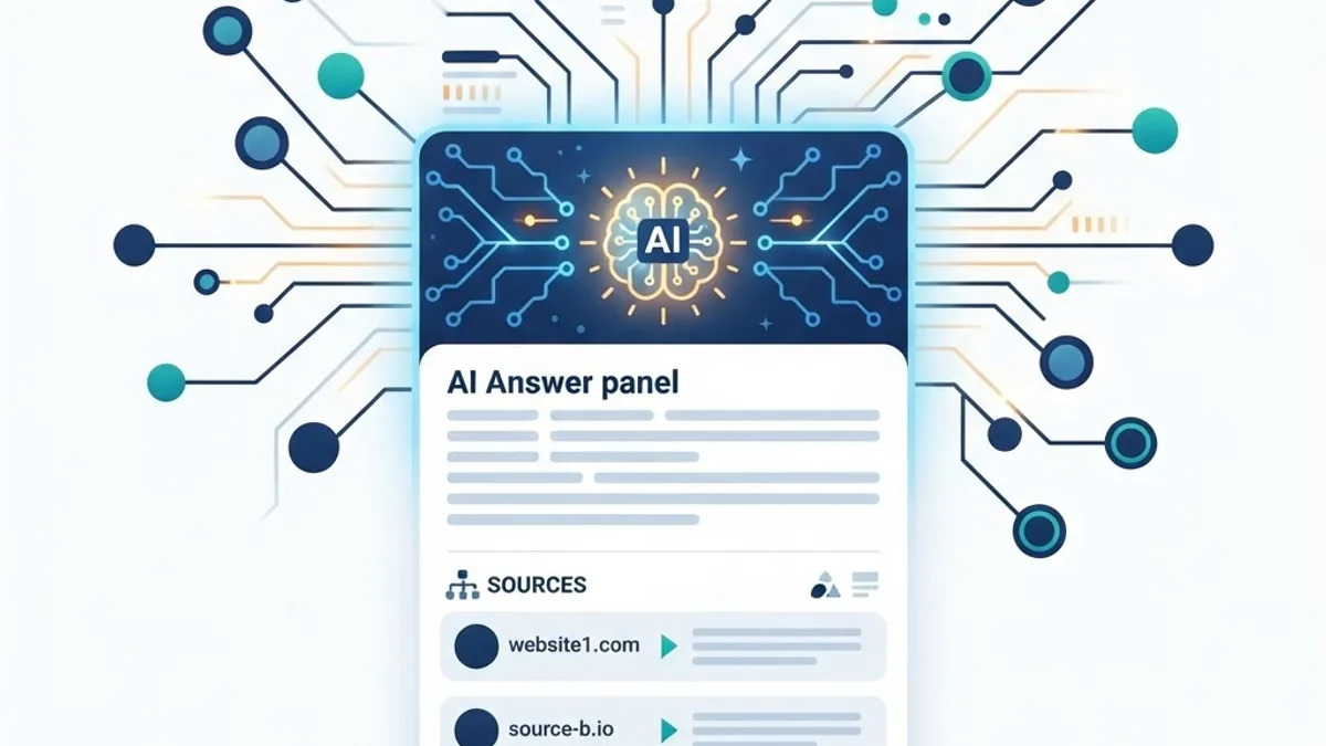AI search results panel citing website sources
