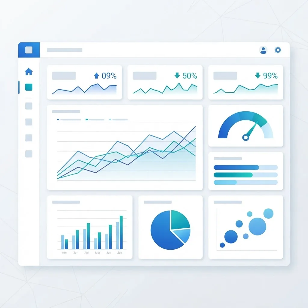 Comprehensive SEO metrics dashboard with KPI widgets
