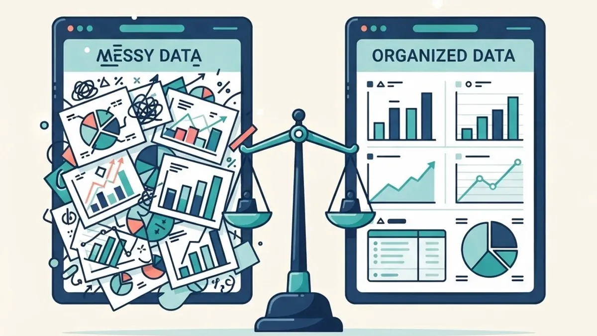 Comparison of a cluttered report and a clean report