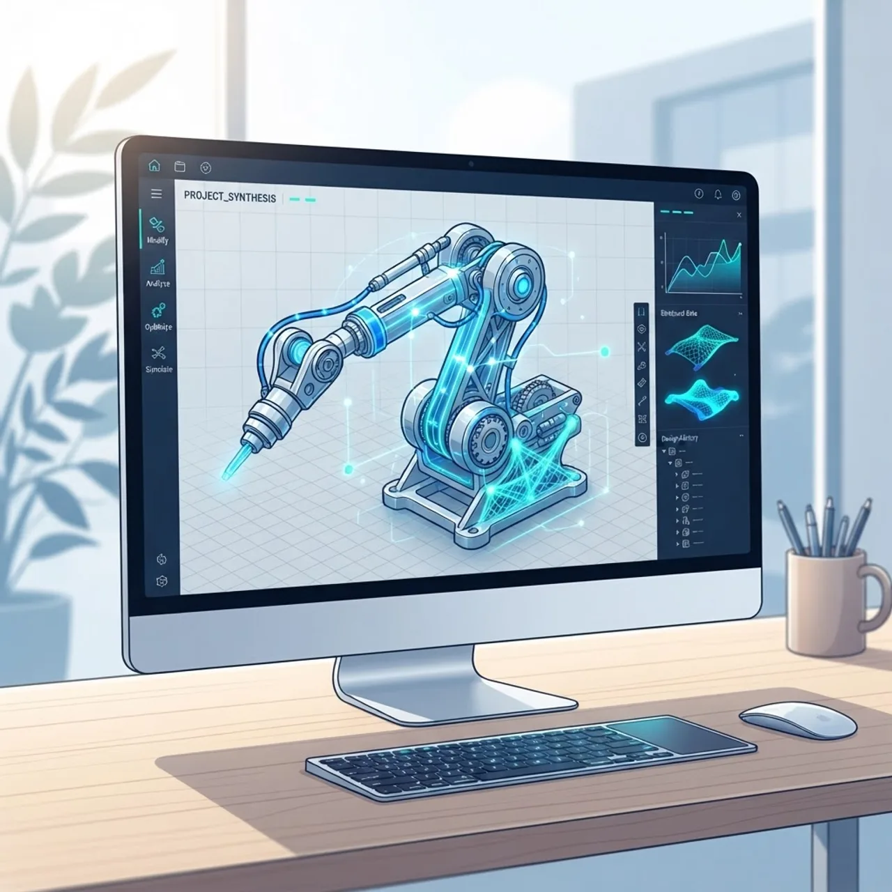 AI-driven CAD automation on an engineering screen